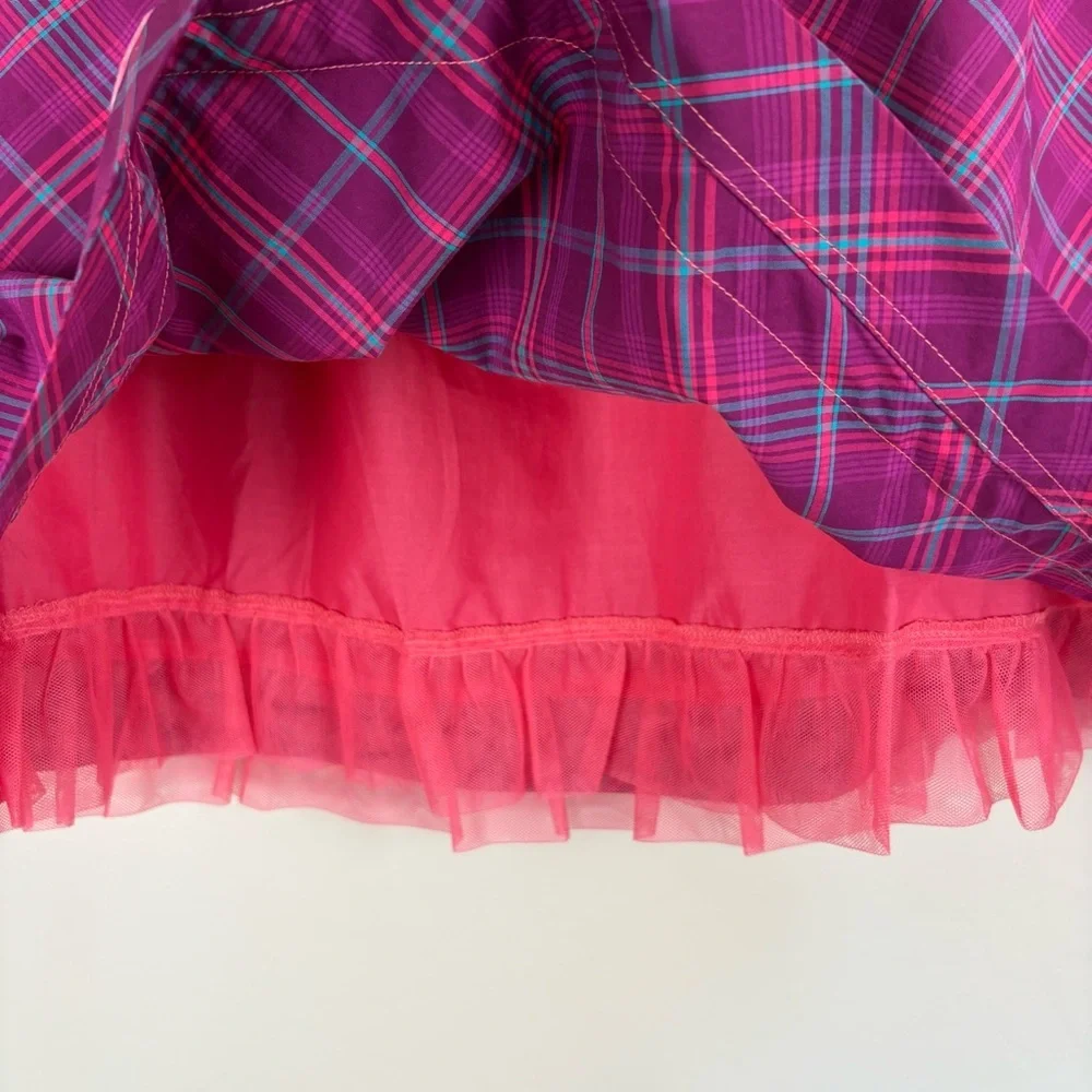 Matilda Jane Tinsley Skirt‎ Sz M Purple Plaid Cotton Tulle Girlhood Coquette
